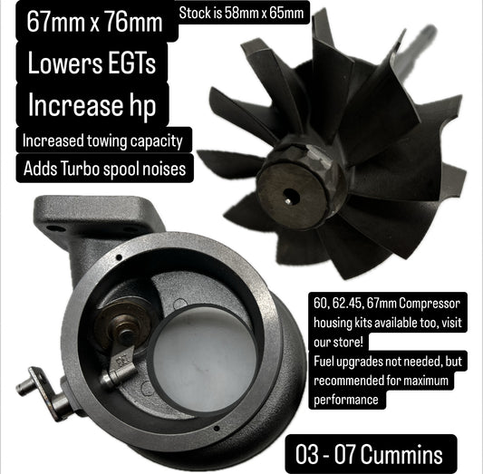 67mm He351cw turbine housing and turbine shaft upgrade