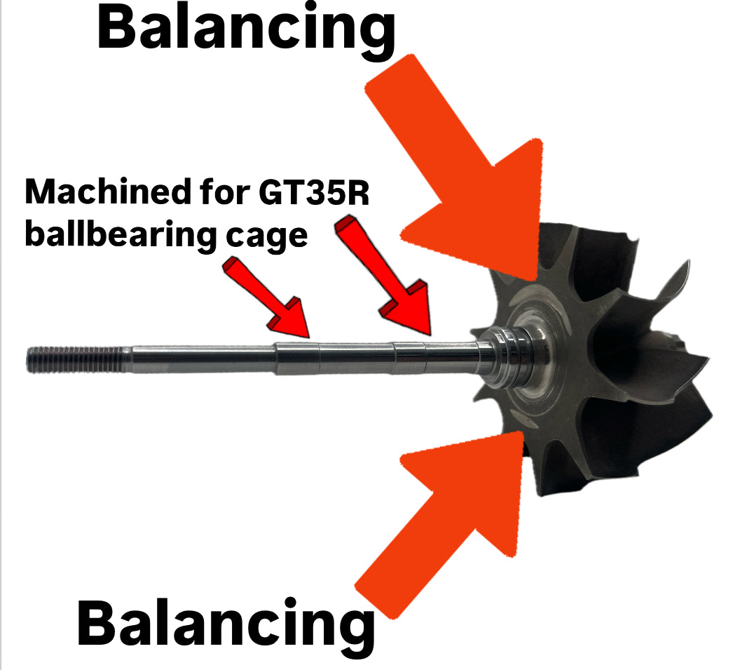 GT35R GTX35R D5 5+5 turbine wheel shaft upgrade